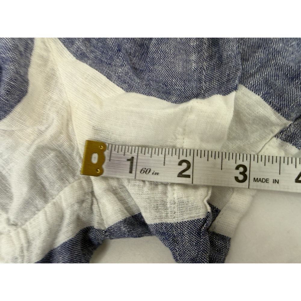 Blue Island Linen Shorts XL Blue White Stripe Elastic Waist Beach Boho Favorite - Picture 3 of 9